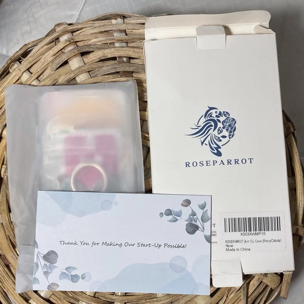 Roseparrot iPhone 14 Pastel Peony Phone Case and Butterfly‎ Ring Holder
